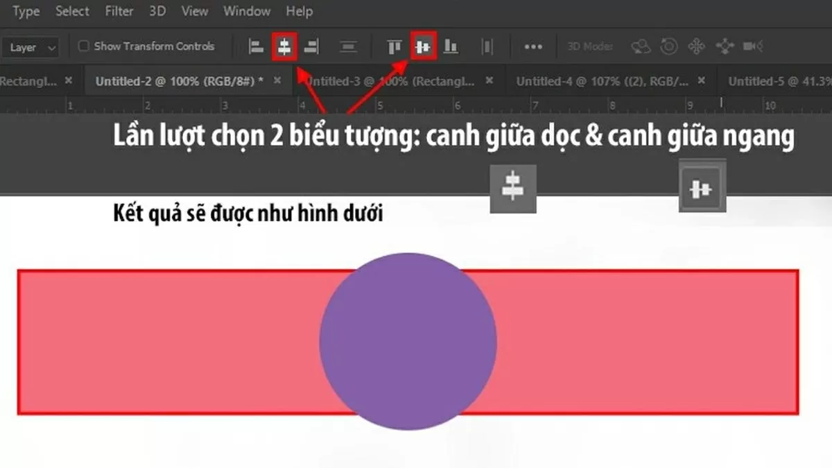 Nhấn vào hai biểu tượng căn chỉnh.