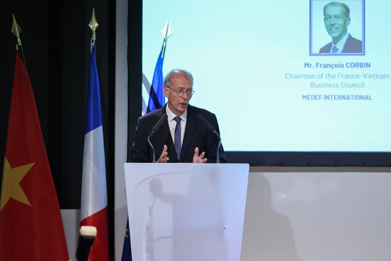 Ông François Corbin, Chủ tịch Hội đồng doanh nghiệp Pháp-Việt của MEDEF International bày tỏ ngưỡng mộ tăng trưởng cao trong nhiều thập kỷ qua của Việt Nam - Ảnh: VGP/Nhật Bắc