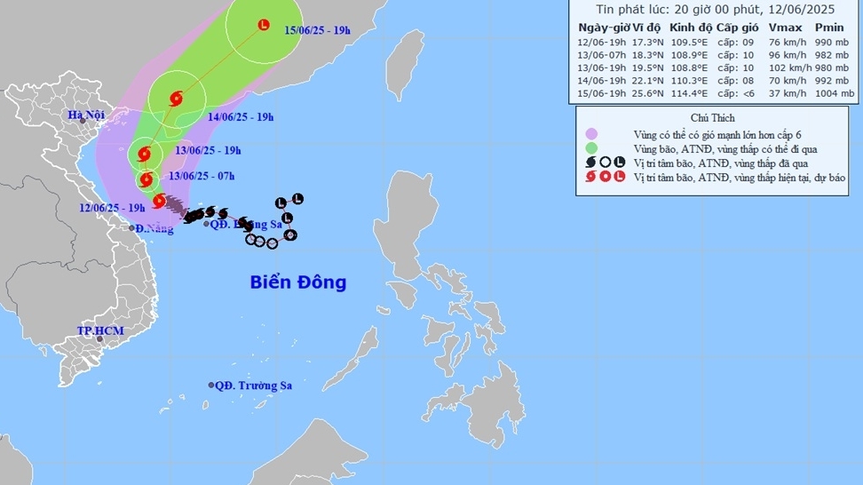 Dự báo bão số 1: Di chuyển theo hướng Tây Tây Bắc, tiến gần về phía đảo Hải Nam, Trung Quốc, cường độ gió mạnh dần