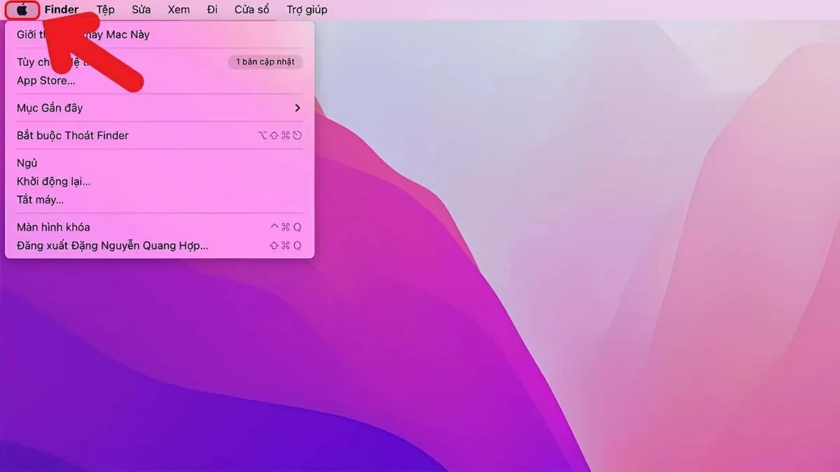 nhấn vào biểu tượng Apple. nhấn vào biểu tượng Apple.