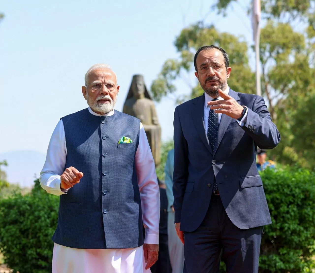 Tổng thống nước chủ nhà Nicos Christodoulides và Thủ tướng Ấn Độ Narendra Modi, ngày 16/6/2025. (Nguồn: X) Tổng thống nước chủ nhà Nicos Christodoulides và Thủ tướng Ấn Độ Narendra Modi, ngày 16/6/2025. (Nguồn: X)