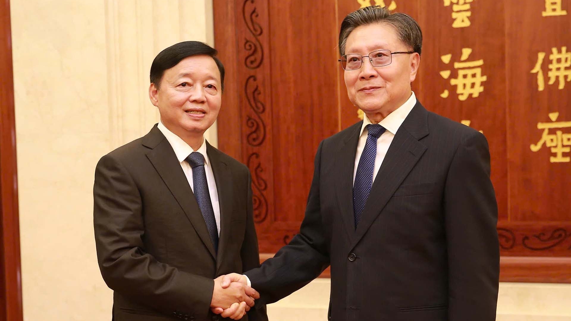 Phó Thủ tướng Trần Hồng Hà hội kiến Phó Ủy viên trưởng Nhân đại toàn quốc Trung Quốc Vương Đông Minh