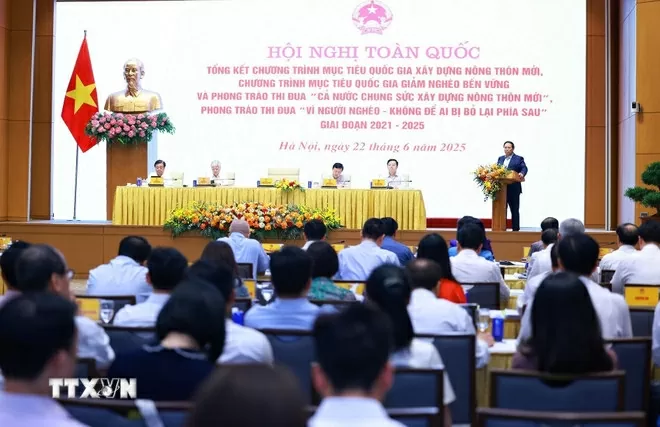 Thủ tướng Phạm Minh Chính phát biểu tại Hội nghị toàn quốc tổng kết Chương trình mục tiêu quốc gia xây dựng nông thôn mới.