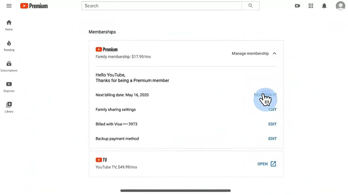 Đăng nhập tài khoản Google đang sử dụng gói Premium.