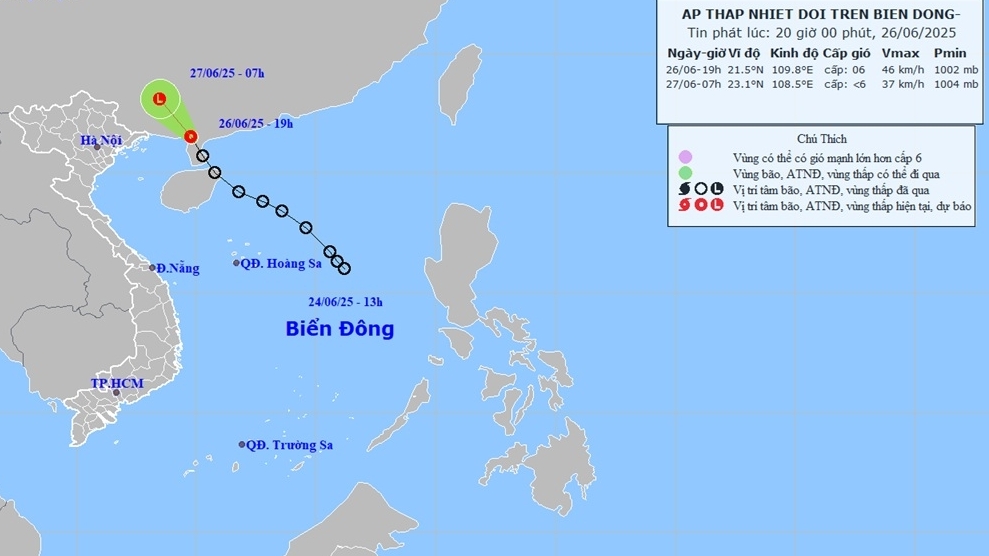 Áp thấp nhiệt đới sắp suy yếu thành vùng áp thấp trên khu vực tỉnh Quảng Tây, Trung Quốc