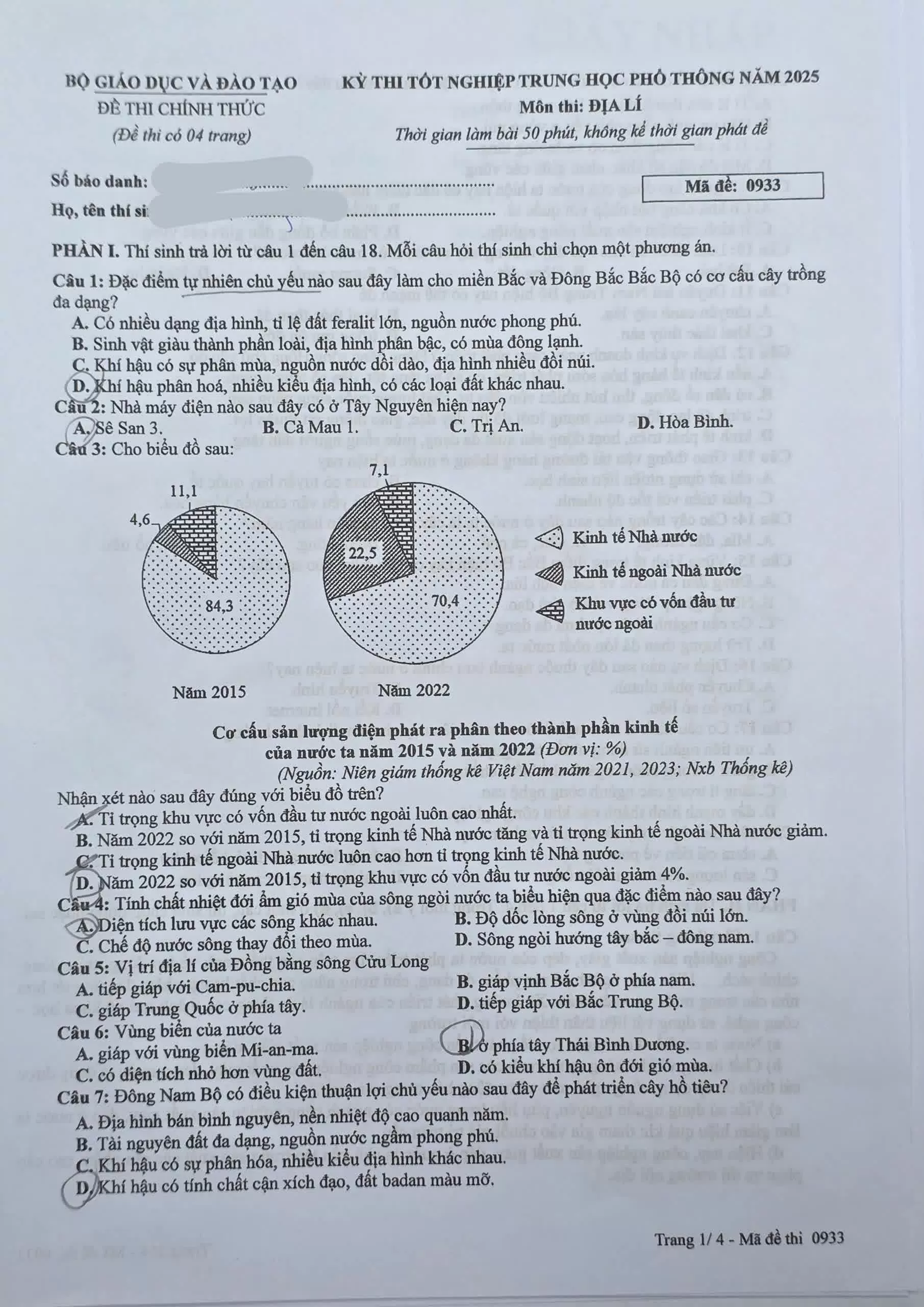 Đề thi môn Địa Lý tốt nghiệp THPT 2025 Đề thi môn Địa Lý tốt nghiệp THPT 2025