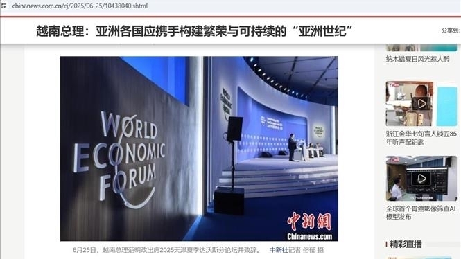Truyền thông Trung Quốc đưa tin đậm nét về Thủ tướng Phạm Minh Chính - 'khách mời thường xuyên' của Diễn đàn Davos mùa Hè