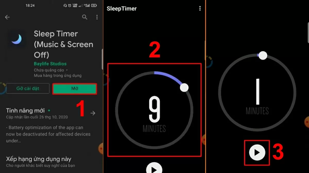 Cách sử dụng ứng dụng Sleep Timer để hẹn giờ tắt YouTube.
