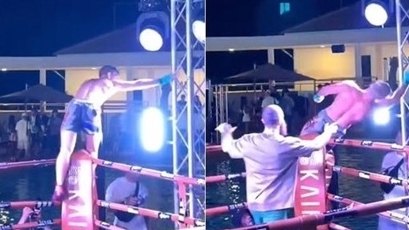 Võ sĩ Nga bị điện giật khi nhảy xuống nước mừng chiến thắng