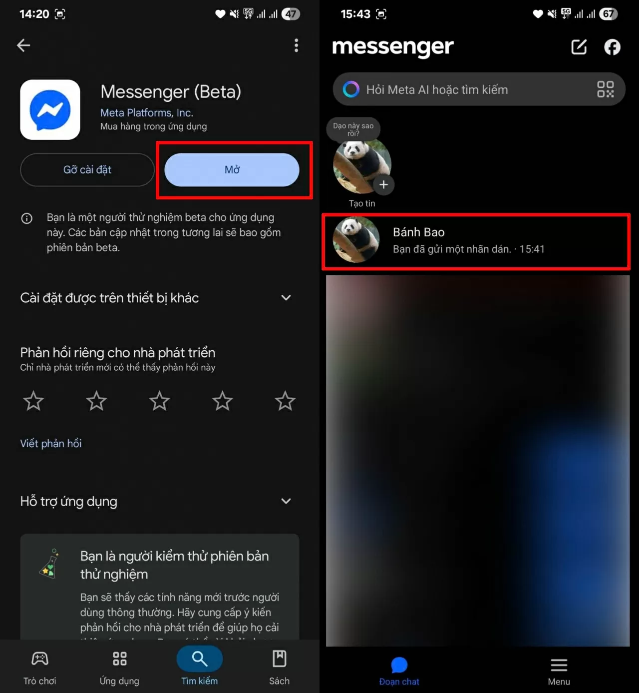 Mở ứng dụng Messenger trên điện thoại của bạn. Mở ứng dụng Messenger trên điện thoại của bạn.