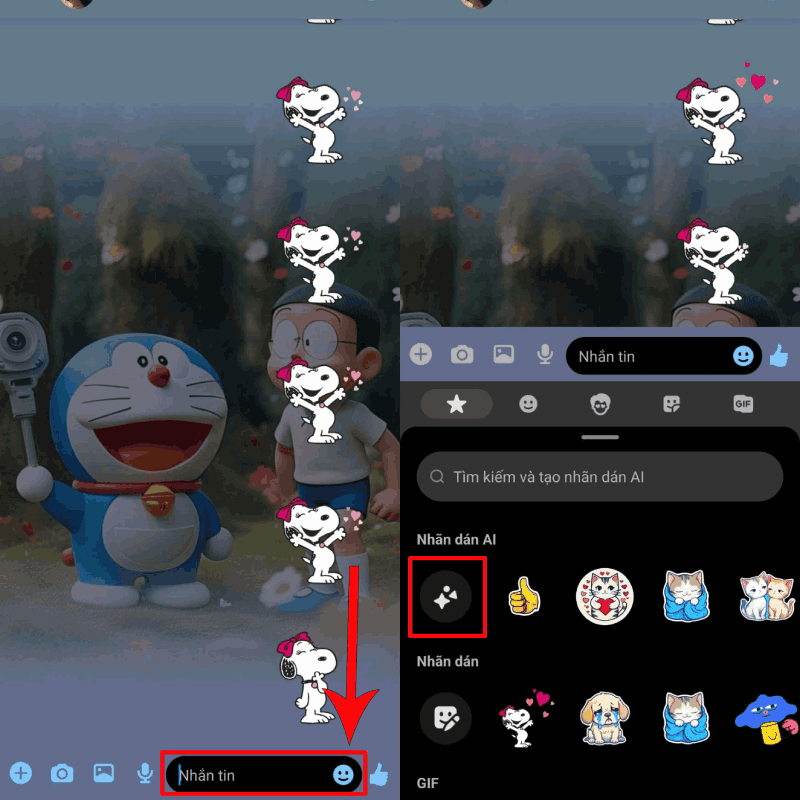 Sau đó chọn mục AI Sticker. Sau đó chọn mục AI Sticker.