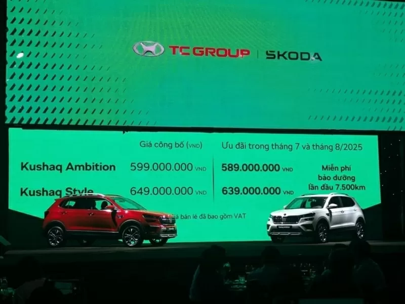 Giá xe Skoda Kushaq từ 599 triệu đồng Giá xe Skoda Kushaq từ 599 triệu đồng