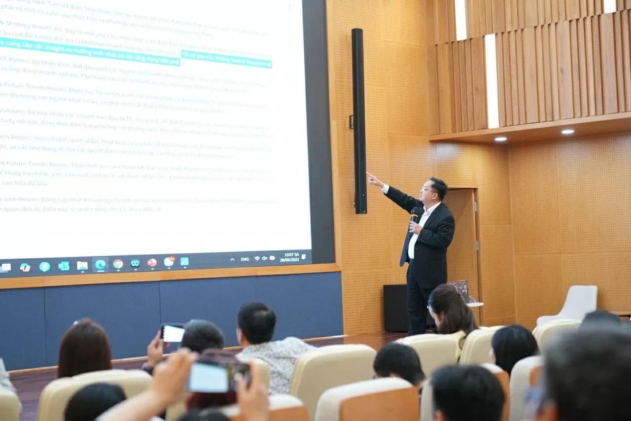 Giáo Tiến trực tiếp sử dụng AI Agent lập kế hoạch xuất bản giả định với từng phân ban cho tập 2 của cuốn sách: “Ứng dụng AI vào doanh nghiệp”. (Ảnh: BTC) Giáo Tiến trực tiếp sử dụng AI Agent lập kế hoạch xuất bản giả định với từng phân ban cho tập 2 của cuốn sách: “Ứng dụng AI vào doanh nghiệp”. (Ảnh: BTC)