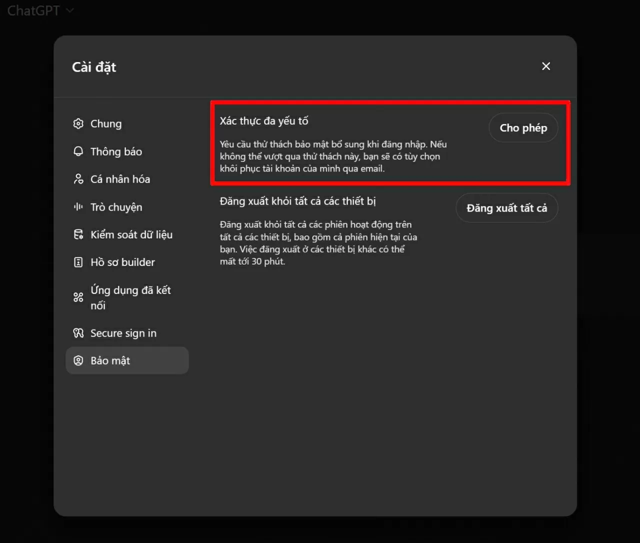 Tại phần Xác thực đa yếu tố, bạn hãy nhấn vào nút Cho phép để bật tính năng này. Tại phần Xác thực đa yếu tố, bạn hãy nhấn vào nút Cho phép để bật tính năng này.