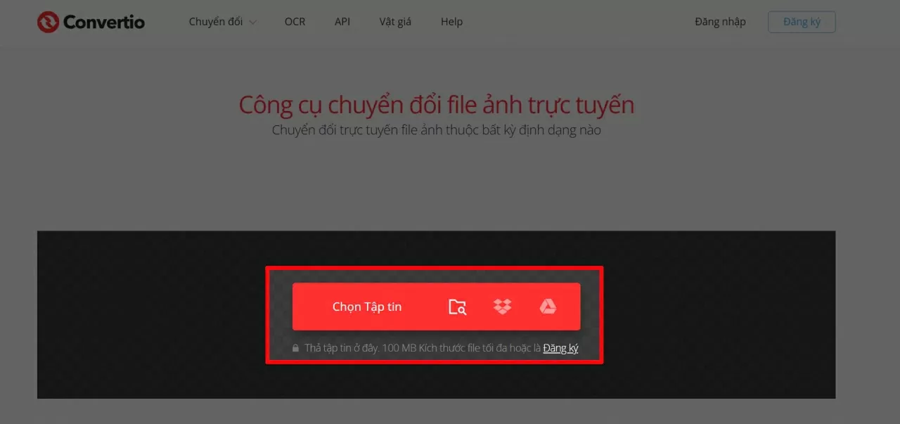 Truy cập vào convertio.co và tải ảnh của bạn lên trang web. Truy cập vào convertio.co và tải ảnh của bạn lên trang web.