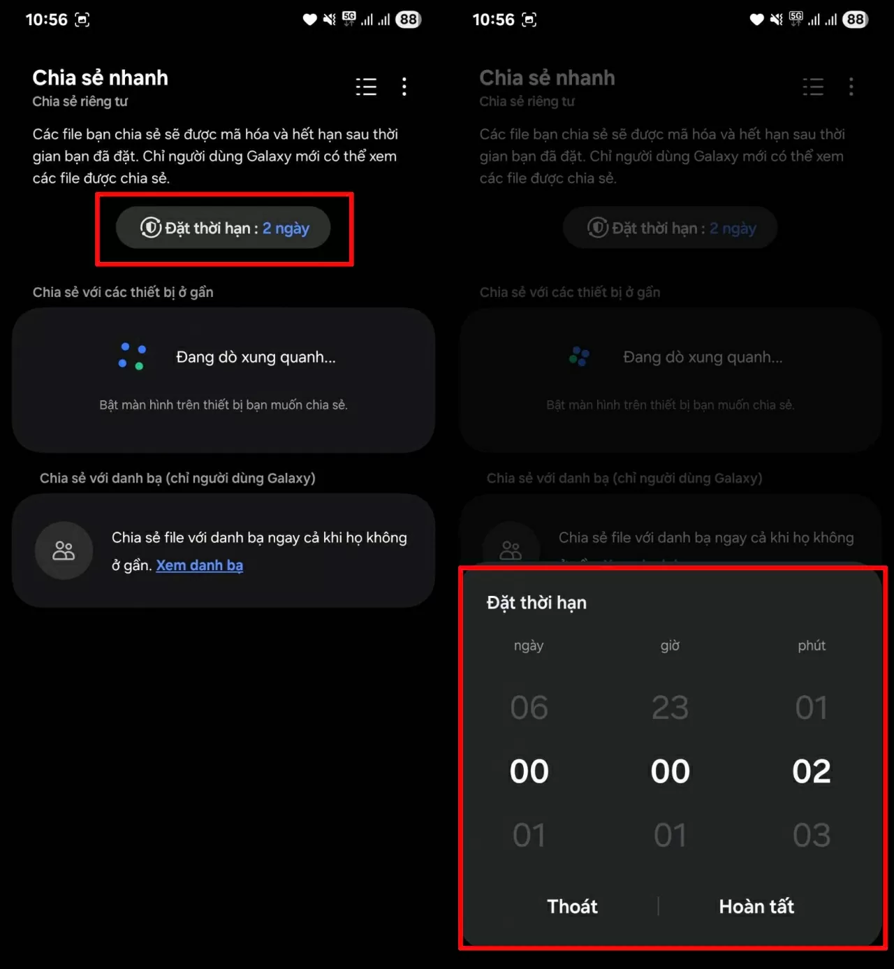 Thiết lập thời gian chia sẻ tùy ý. Thiết lập thời gian chia sẻ tùy ý.