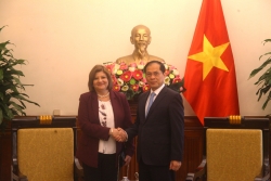 Phó Thủ tướng, Bộ trưởng Ngoại giao Bùi Thanh Sơn tiếp Đại sứ Ai Cập Amal Abdel Kader Elmorsi Salama chào từ biệt