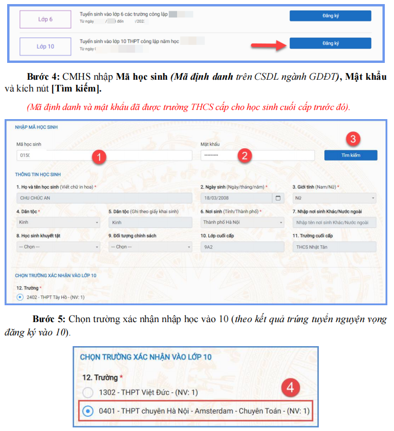 Cách xác nhận nhập học vào lớp 10 ở Hà Nội sau khi trúng tuyển Cách xác nhận nhập học vào lớp 10 ở Hà Nội sau khi trúng tuyển