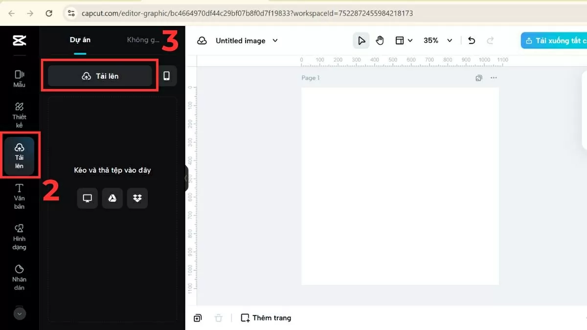 Nhấn vào nút “Import” để tải video hoặc hình ảnh.
