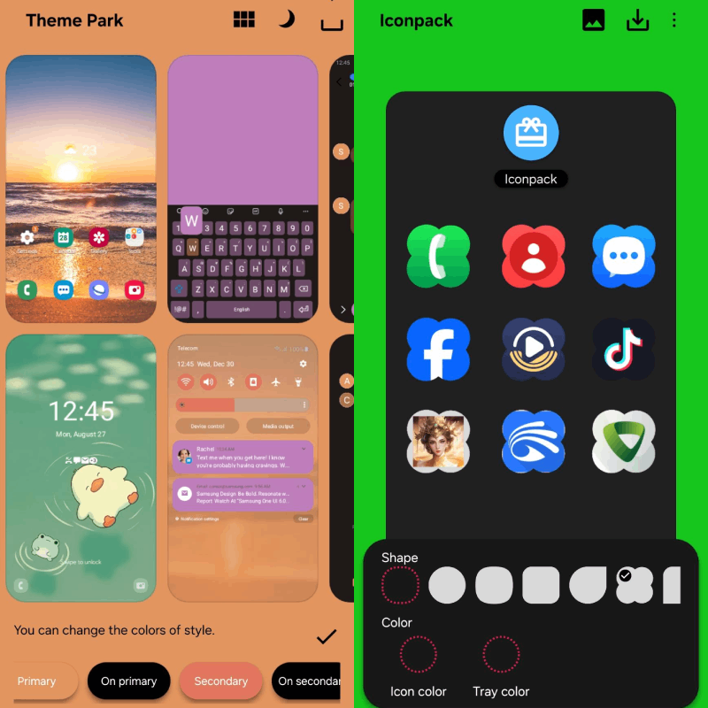 Tuỳ chỉnh màu chủ đạo, kiểu dáng và kích thước.