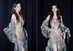 Trở lại Tuần lễ thời trang cao cấp Paris, Angelababy chọn diện đầm kiểu dáng độc đáo