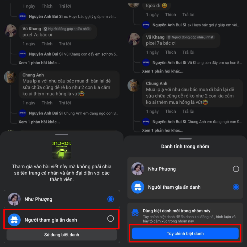 Chọn “Tùy chỉnh biệt danh”. Chọn “Tùy chỉnh biệt danh”.
