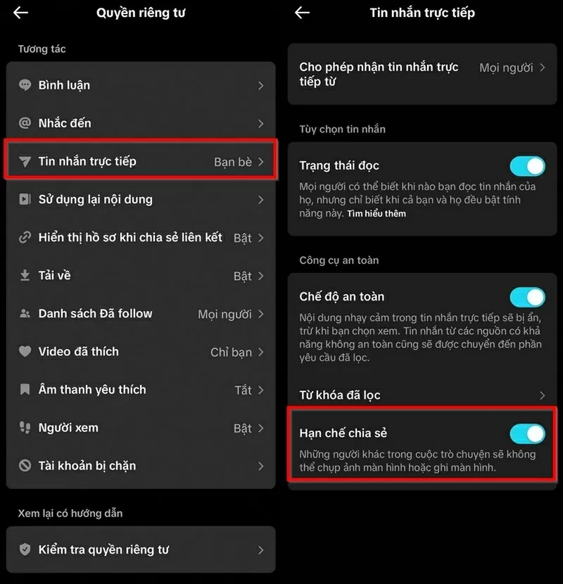 Nhấn vào Cài đặt và quyền riêng tư, sau đó chọn Quyền riêng tư. Nhấn vào Cài đặt và quyền riêng tư, sau đó chọn Quyền riêng tư.