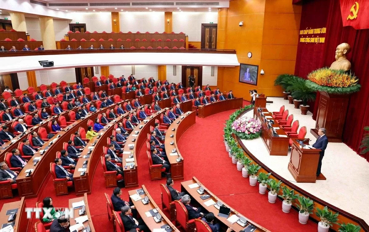 Hội nghị lần thứ 12 Ban Chấp hành Trung ương Đảng khóa XIII. (Ảnh: Phạm Kiên.TTXVN) Hội nghị lần thứ 12 Ban Chấp hành Trung ương Đảng khóa XIII. (Ảnh: Phạm Kiên.TTXVN)