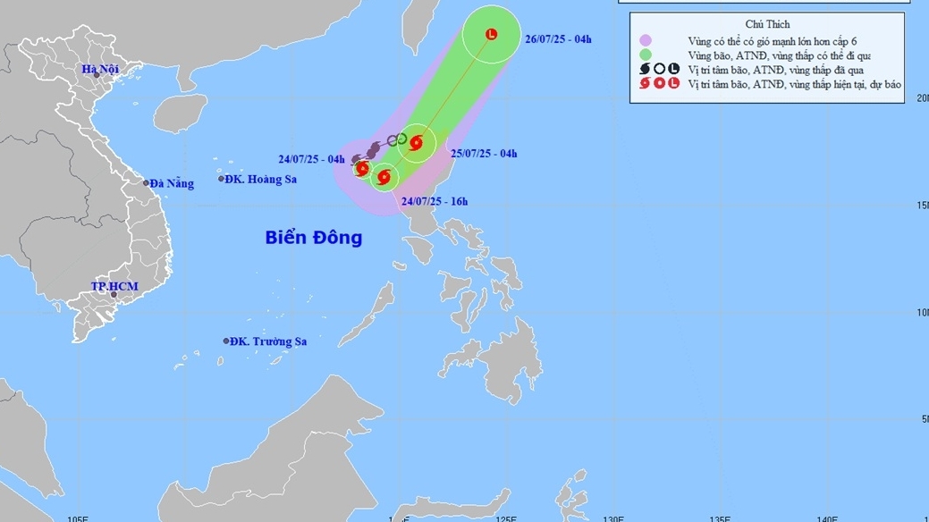 Bão số 4 di chuyển theo hướng Đông Đông Nam, cường độ gió mạnh thêm, giật cấp 12