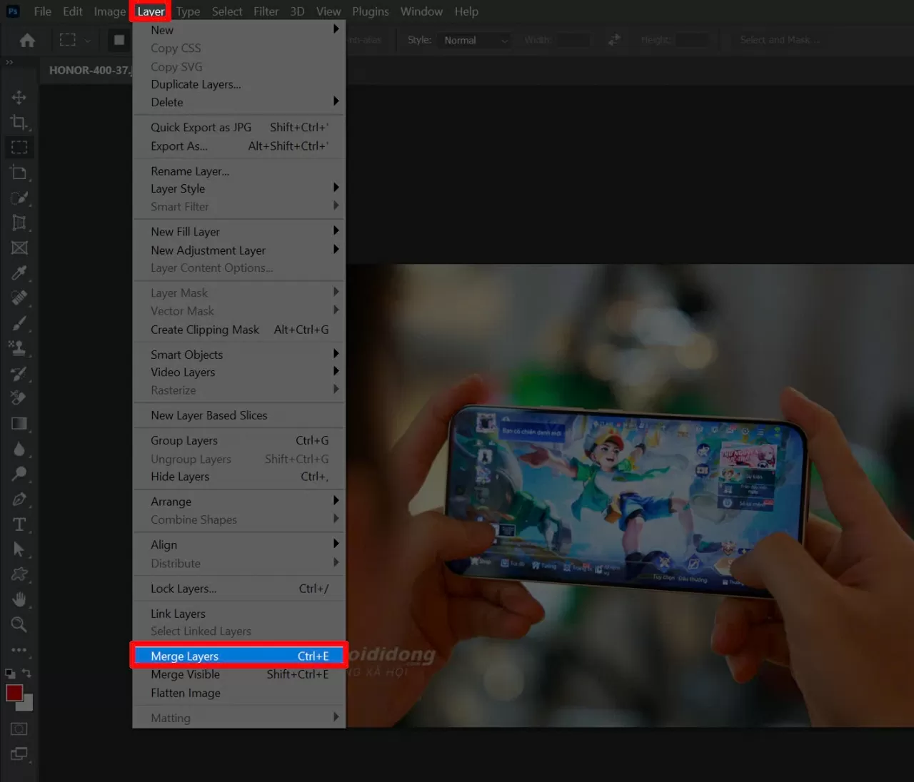 Chọn Merge Layers để hoàn tất. Chọn Merge Layers để hoàn tất.