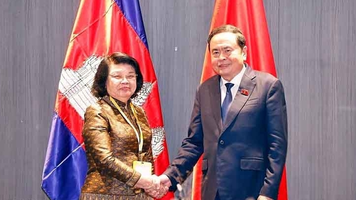 Chủ tịch Quốc hội Trần Thanh Mẫn gặp Chủ tịch Quốc hội Campuchia Khuon Sudary
