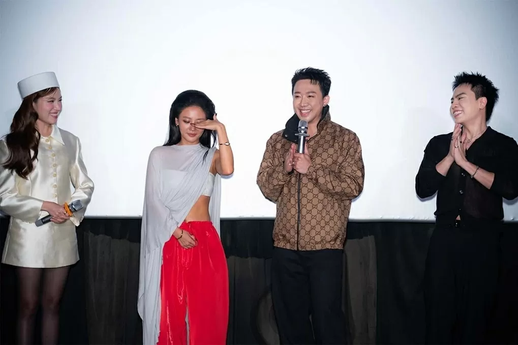 Đạo diễn Trấn Thành và dàn nghệ sĩ trên thảm đỏ chúc mừng ca sĩ Văn Mai Hương ra mắt MV mới
