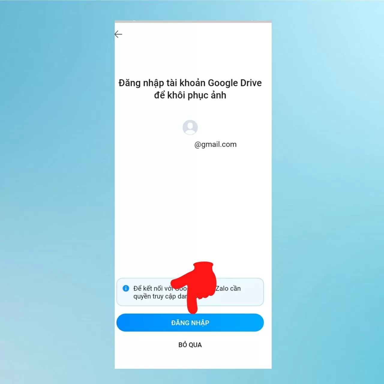 Tiếp tục nhấn “Đăng nhập” để liên kết với tài khoản email Tiếp tục nhấn “Đăng nhập” để liên kết với tài khoản email