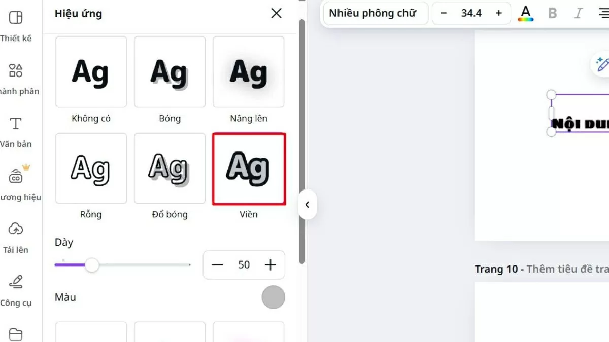 Chọn hiệu ứng Outline (Viền ngoài) Chọn hiệu ứng Outline (Viền ngoài)