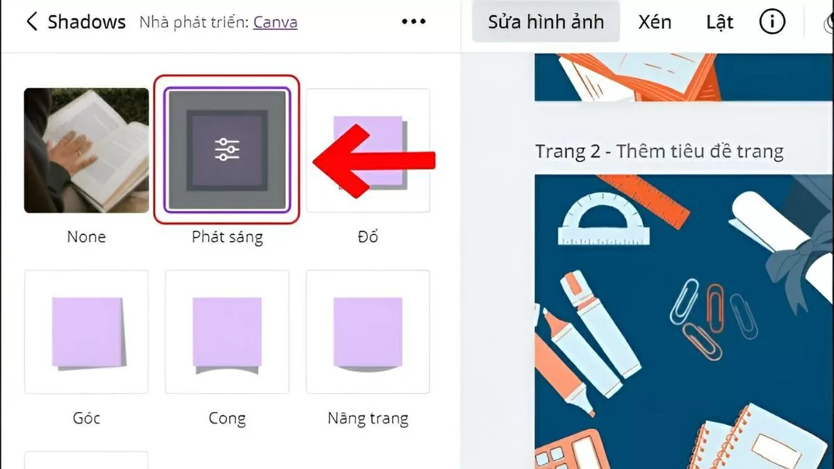 Chọn hiệu ứng Glow (Phát sáng) Chọn hiệu ứng Glow (Phát sáng)