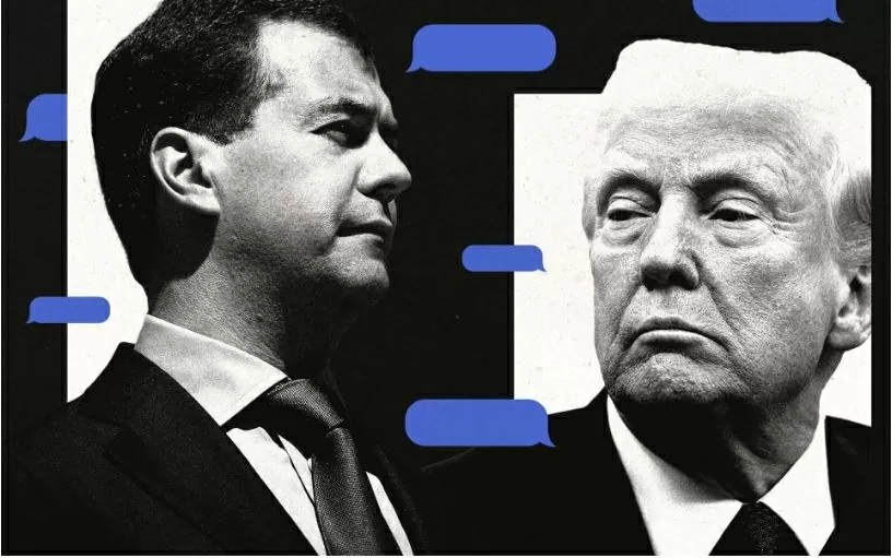 Công khai đấu khẩu trên mạng xã hội, cả ông Donald Trump và ông Dmitry Medvedev dường như muốn thể hiện hình ảnh cứng rắn nhằm tăng áp lực lên đối phương về xụng đột Ukraine. (Nguồn: Telegraph) Công khai đấu khẩu trên mạng xã hội, cả ông Donald Trump và ông Dmitry Medvedev dường như muốn thể hiện hình ảnh cứng rắn nhằm tăng áp lực lên đối phương về xụng đột Ukraine. (Nguồn: Telegraph)