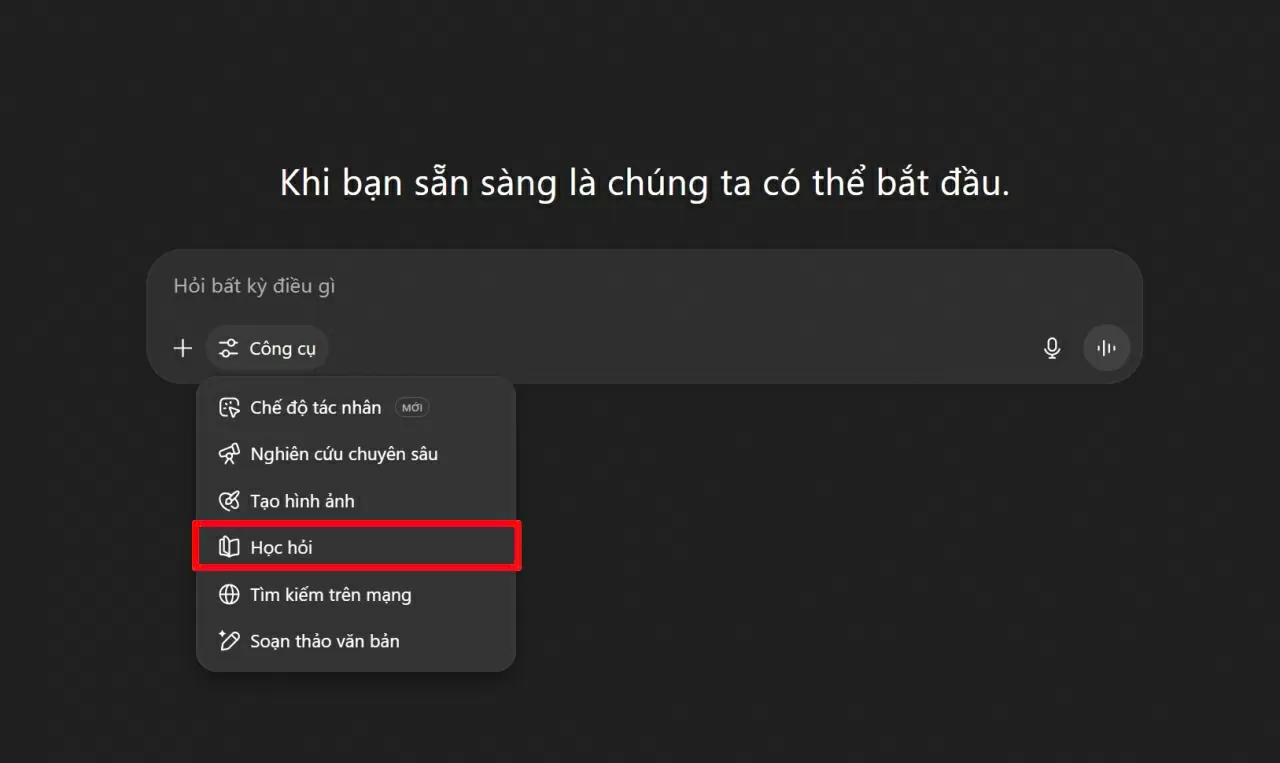 Chọn Chế độ học tập (Study) Chọn Chế độ học tập (Study)