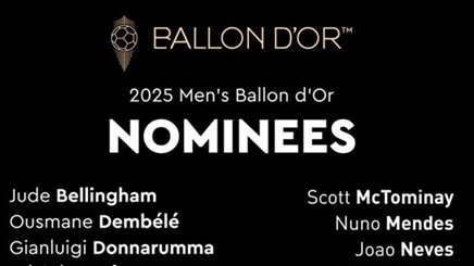 Công bố đề cử Quả bóng vàng 2025: PSG áp đảo