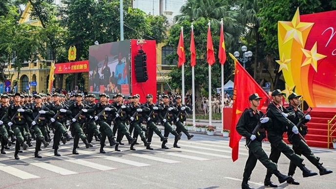 Công an Hà Nội diễu hành, ra quân bảo đảm an ninh trật tự dịp kỷ niệm 80 năm Cách mạng Tháng Tám, Quốc khánh 2/9