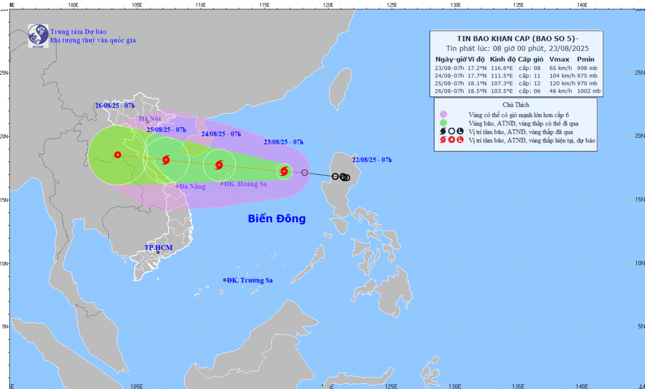 Dự báo thời tiết 10 ngày tới (23/8-1/9): Tin bão khẩn cấp - bão Kajiki,