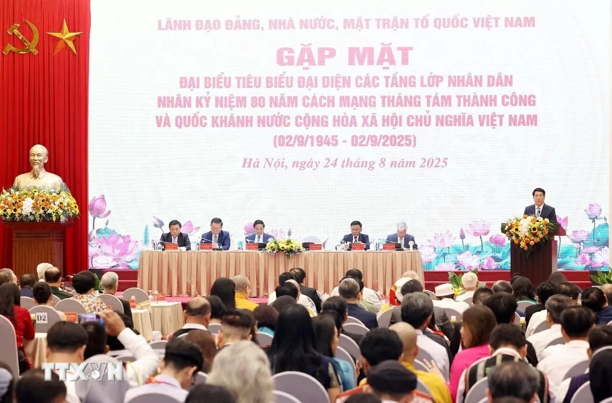 Chủ tịch nước Lương Cường phát biểu. (Ảnh: Lâm Khánh/TTXVN)