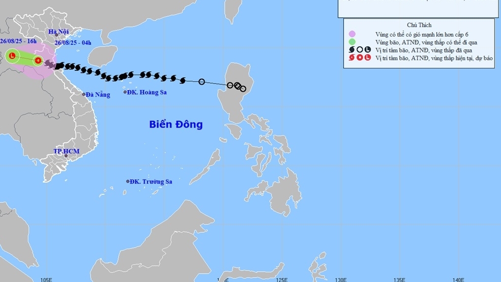 Bão số 5 suy yếu thành áp thấp nhiệt đới, di chuyển sang khu vực Trung Lào; mưa to tại một số nơi ở Bắc Bộ, từ Thanh Hoá đến Hà Tĩnh