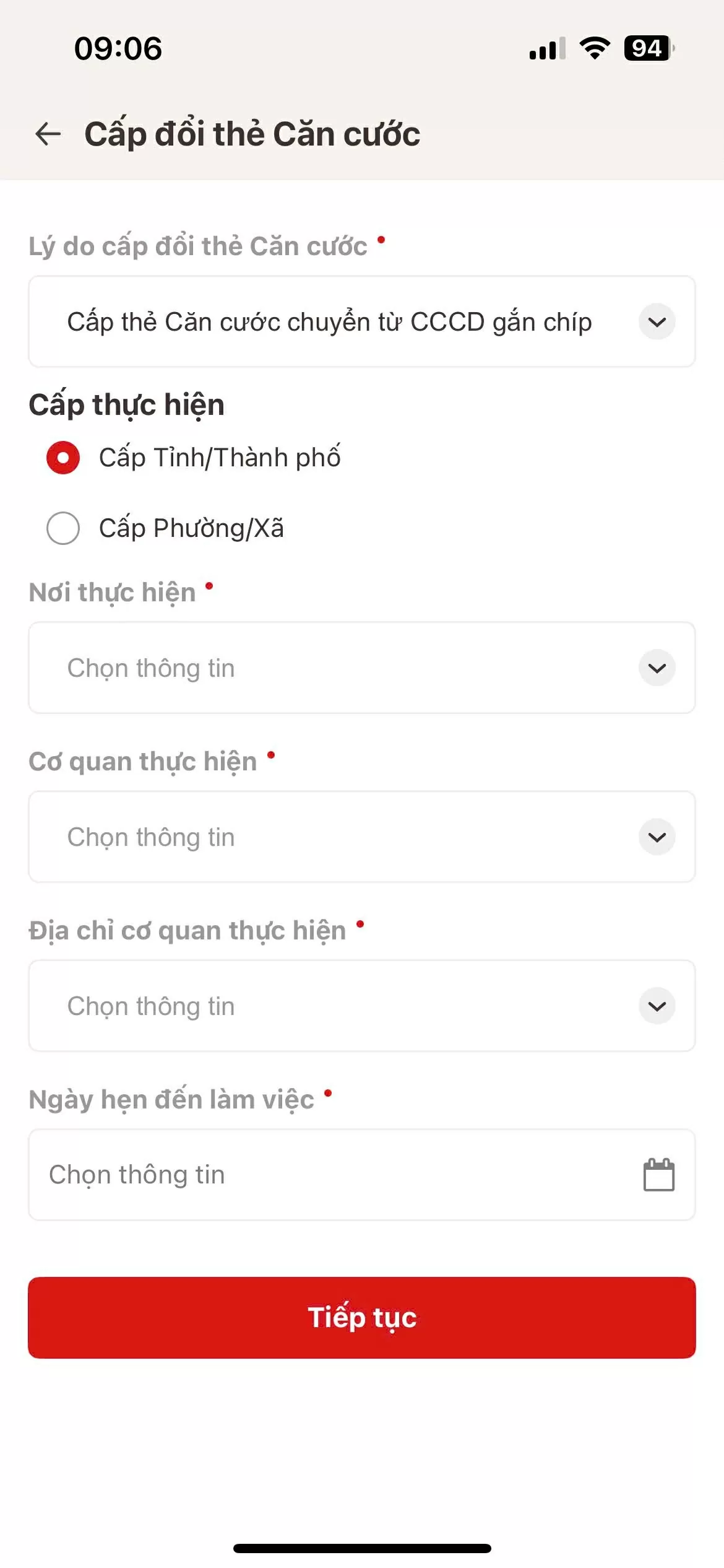 Hướng dẫn đổi thẻ căn cước trên ứng dụng VNeID theo địa chỉ mới