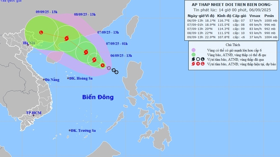 Dự báo thời tiết 10 ngày tới (6-16/9): Miền Bắc nắng nóng, sau chuyển có mưa lớn diện rộng từ 9-11/9; áp thấp nhiệt đới khả năng mạnh thành bão 70-80%