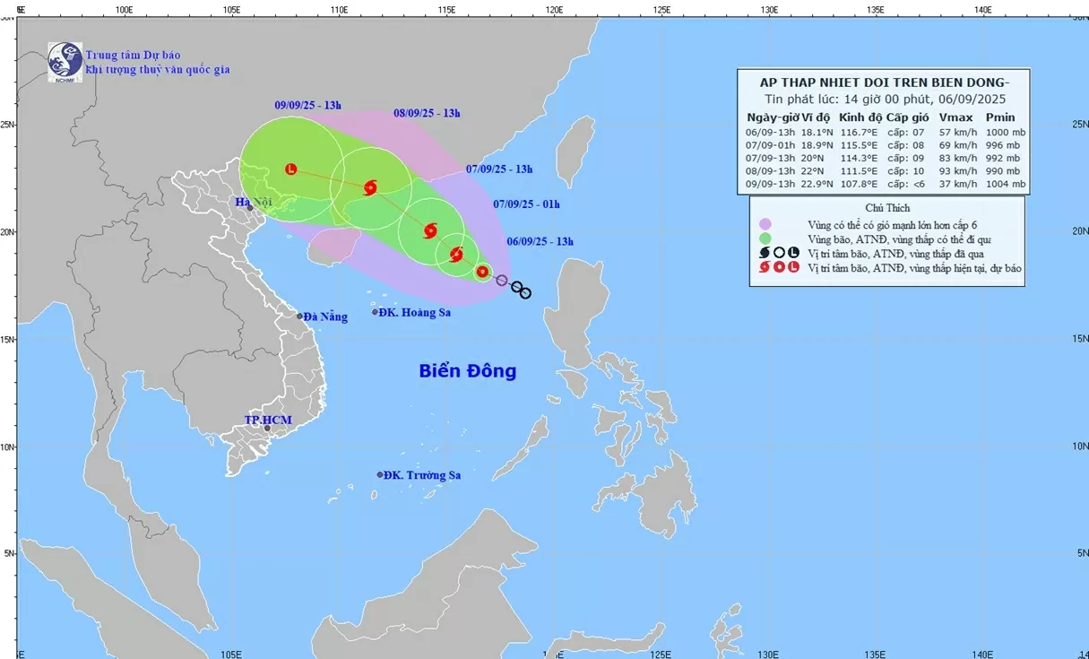 Dự báo thời tiết 10 ngày tới (6-16/9): Miền Bắc nắng nóng, sau chuyển có mưa lớn diện rộng từ 9-11/9; áp thấp nhiệt đới khả năng mạnh thành bão 70-80% Dự báo thời tiết 10 ngày tới (6-16/9): Miền Bắc nắng nóng, sau chuyển có mưa lớn diện rộng từ 9-11/9; áp thấp nhiệt đới khả năng mạnh thành bão 70-80%