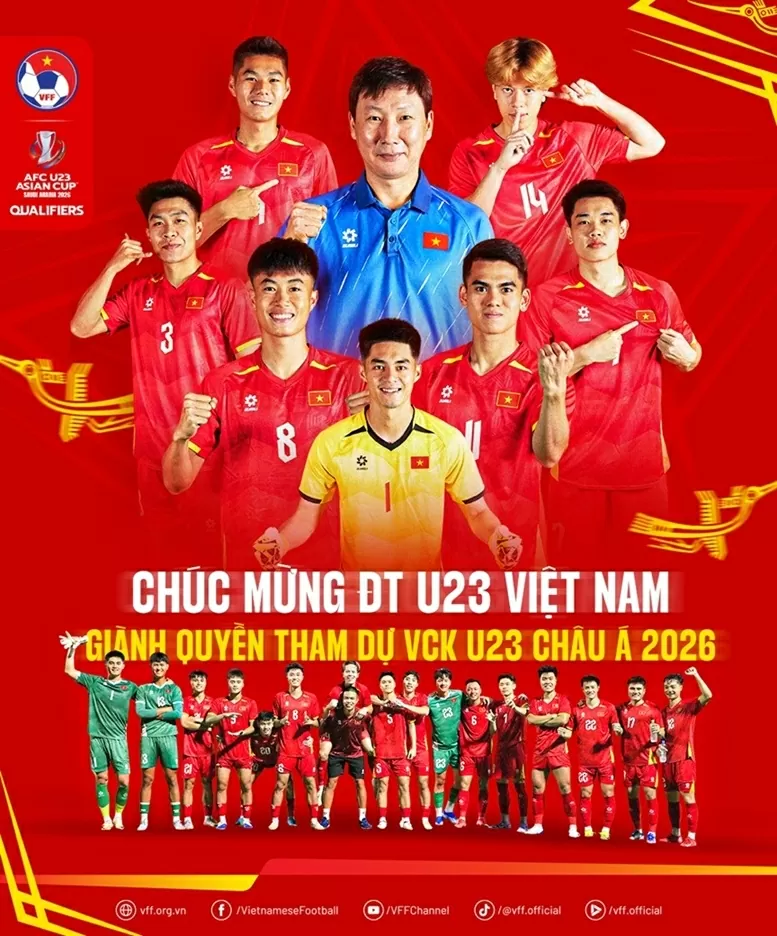 FIFA chúc mừng U23 Việt Nam giành vé vào VCK U23 châu Á 2026 FIFA chúc mừng U23 Việt Nam giành vé vào VCK U23 châu Á 2026