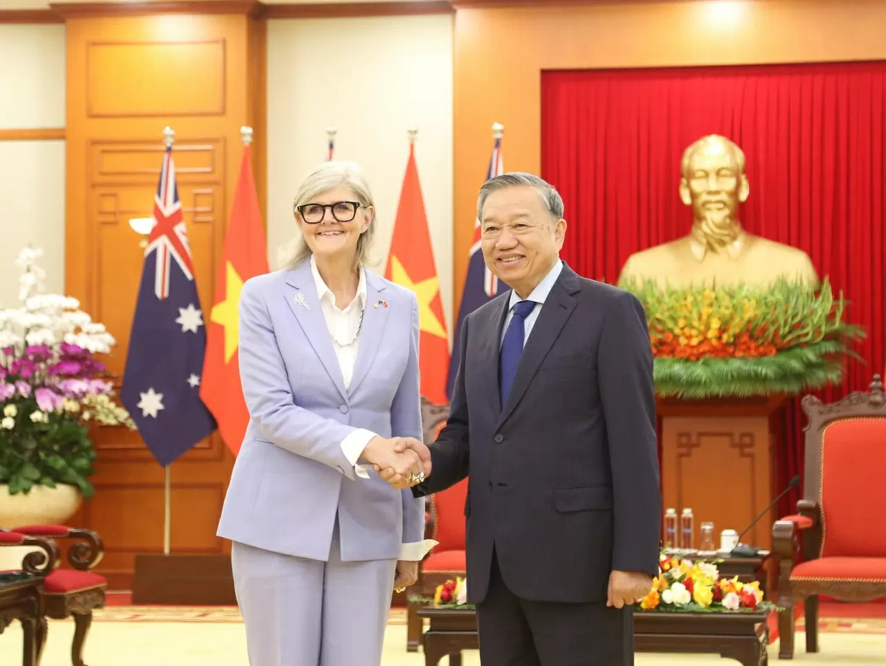 Tổng Bí thư Tô Lâm tiếp Toàn quyền Australia Sam Mostyn . (Ảnh: Thành Long) Tổng Bí thư Tô Lâm tiếp Toàn quyền Australia Sam Mostyn . (Ảnh: Thành Long)