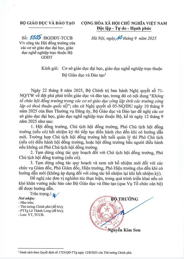 Bộ GD&ĐT đề nghị dừng quy hoạch, bổ nhiệm Chủ tịch hội đồng trường các trường ĐH Bộ GD&ĐT đề nghị dừng quy hoạch, bổ nhiệm Chủ tịch hội đồng trường các trường ĐH