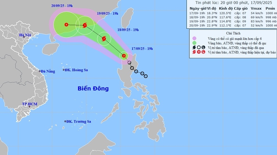 Áp thấp nhiệt đới hoạt động trên vùng biển phía Tây Bắc đảo Luzon, Philippines, có khả năng đi vào Biển Đông, mạnh lên thành bão