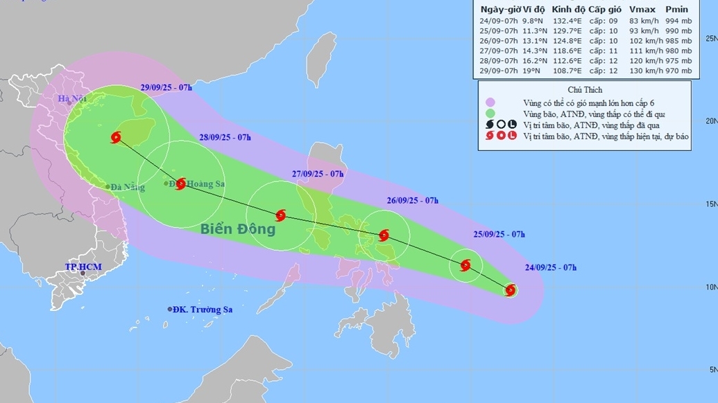 Dự báo thời tiết: Khoảng đêm 26/9, bão Bualoi sẽ đi vào Biển Đông, trở thành cơn bão số 10